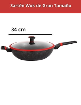Sartén Wok con tapa Swiss Silver Greblon de aluminio