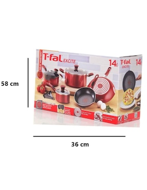 Batería de cocina Tfal de acero inoxidable antiadherente sin PFOA 14 piezas