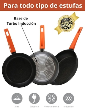 Set de sartenes Cooks Master Greblon de aluminio 3 piezas