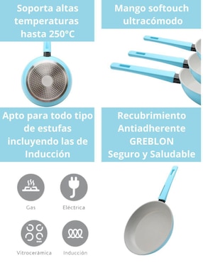 Set de sartenes Cooks Master Mármol de aluminio 3 piezas