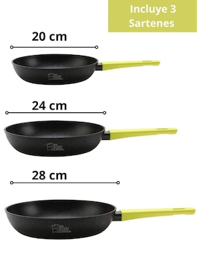 Set de sartenes Cooks Master Greblon de aluminio 3 piezas