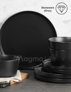 Vajilla cerrada Magma Life de cerámica para 4 personas