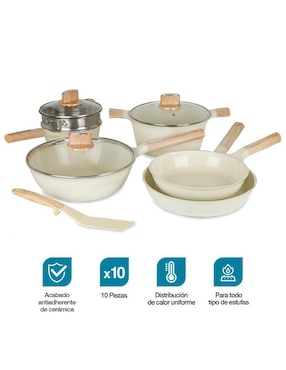 Batería de cocina Casa Litus Cairo de cerámica antiadherente cerámica 10 piezas