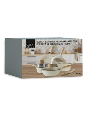 Batería de cocina Casa Litus Cairo de cerámica antiadherente cerámica 10 piezas