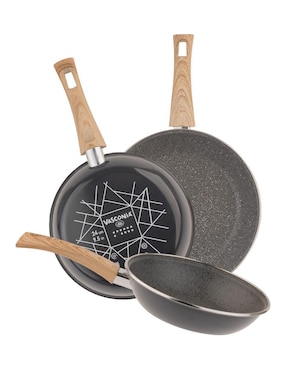 Set de sartenes Vasconia Prime de acero vitrificado 3 piezas
