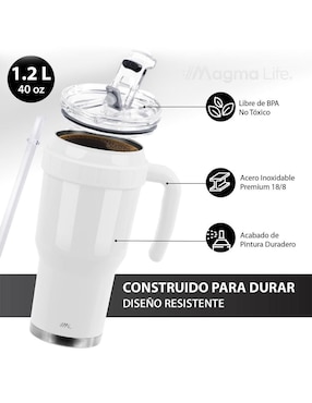 Termo Magma Life de acero inoxidable con tapa push pull 1.2 L
