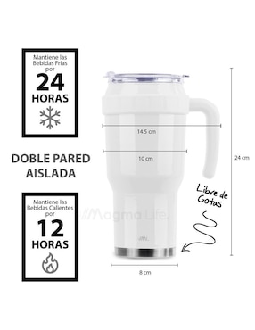 Termo Magma Life de acero inoxidable con tapa push pull 1.2 L