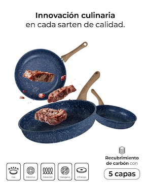 Set de sartenes Queen Sense Love cook de aluminio anodizado 3 piezas
