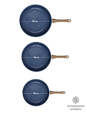 Set de sartenes Queen Sense Love cook de aluminio anodizado 3 piezas