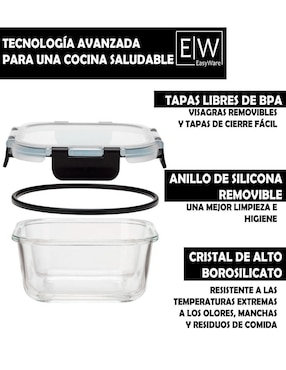 Set contenedores Easyware Jumbo de vidrio 18 piezas