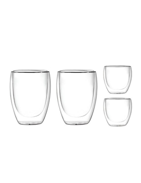 Set De Vasos Doble Pared Wünd De Vidrio Con 4 Piezas