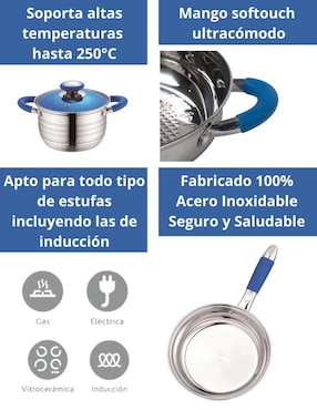 Batería de cocina Swiss Silver de acero inoxidable 12 piezas