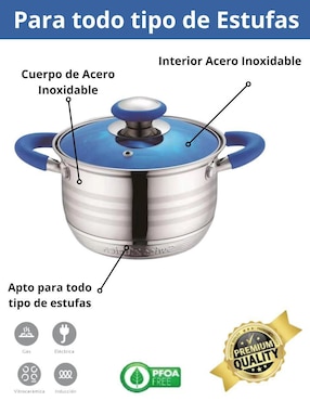 Batería de cocina Swiss Silver de acero inoxidable 12 piezas