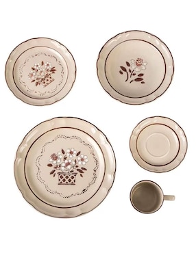 Vajilla cerrada Santa Anita flor de otoño de porcelana para 6 personas