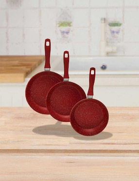 Set de sartenes Flavor Stone de acero inoxidable 3 piezas
