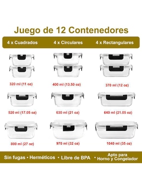 Set contenedores Magma Life de vidrio 24 piezas