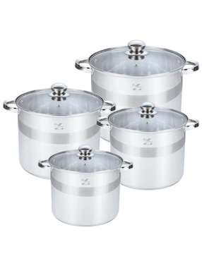 Batería De Cocina Swiss Silver SZ8 De Acero Inoxidable 8 Piezas