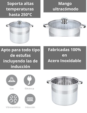 Batería de cocina Swiss Silver SZ8 de acero inoxidable 8 piezas