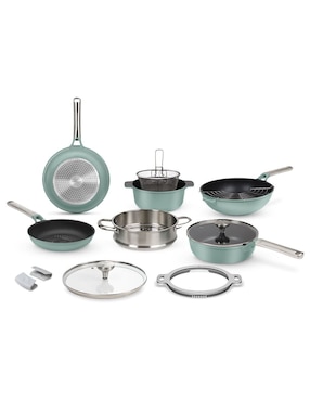 Batería de cocina Jade Cook de aluminio antiadherente convencional 13 piezas