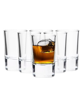 Set de tequileros Borgonovo Indro de vidrio con 6 piezas