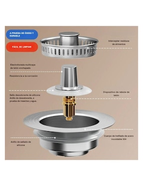 Coladera para tarja MS Home de acero inoxidable HT-TARJA-ACERO