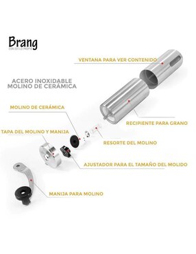 Molino para café Brang de acero inoxidable
