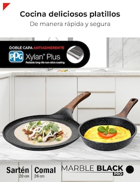 Set de sartenes Bogner Marble Black Pro de aluminio fundido 2 piezas