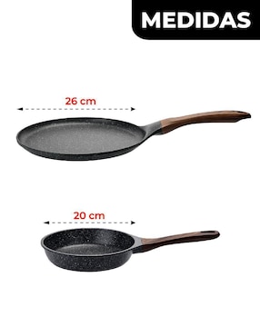 Set de sartenes Bogner Marble Black Pro de aluminio fundido 2 piezas