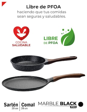 Set de sartenes Bogner Marble Black Pro de aluminio fundido 2 piezas