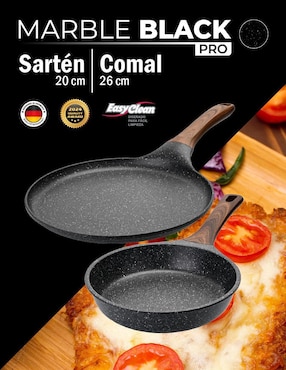 Set de sartenes Bogner Marble Black Pro de aluminio fundido 2 piezas