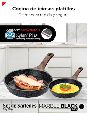 Set de sartenes Bogner Marble Black Pro de aluminio fundido 2 piezas