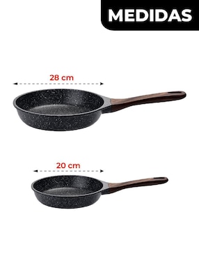 Set de sartenes Bogner Marble Black Pro de aluminio fundido 2 piezas