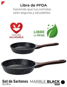 Set de sartenes Bogner Marble Black Pro de aluminio fundido 2 piezas