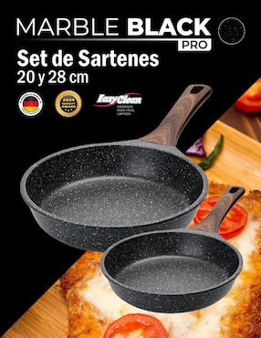Set de sartenes Bogner Marble Black Pro de aluminio fundido 2 piezas