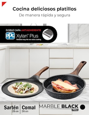 Set de sartenes Bogner Marble Black Pro de titanio 2 piezas