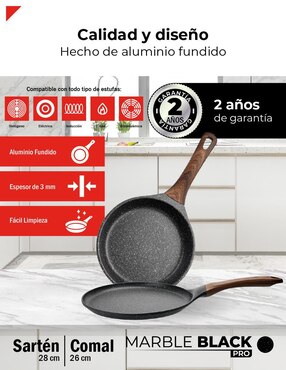 Set de sartenes Bogner Marble Black Pro de titanio 2 piezas