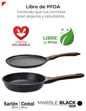 Set de sartenes Bogner Marble Black Pro de titanio 2 piezas
