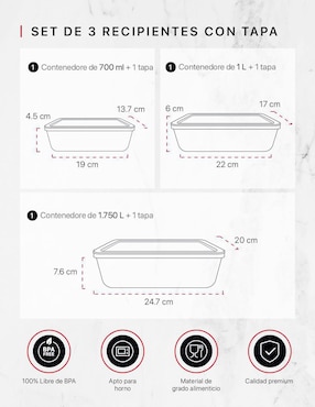 Set contenedores Cookify de vidrio 3 piezas