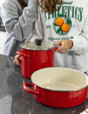 Batería de cocina Cinsa Praktica Cherry de acero vitrificado antiadherente convencional 5 piezas