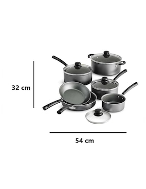 Batería de cocina Tramontina de aluminio anodizado antiadherente zafiro 10 piezas