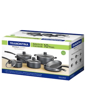 Batería de cocina Tramontina de aluminio anodizado antiadherente zafiro 10 piezas