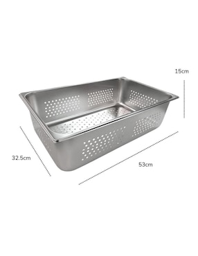 Charola multiusos Shorbull Perforado 1/1-15 de acero inoxidable