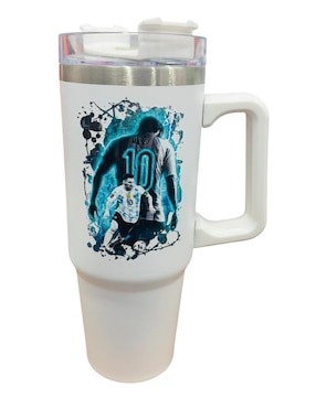 Termo Macarena Brand de acero inoxidable Leonel Messi con tapa push pull 887 ml