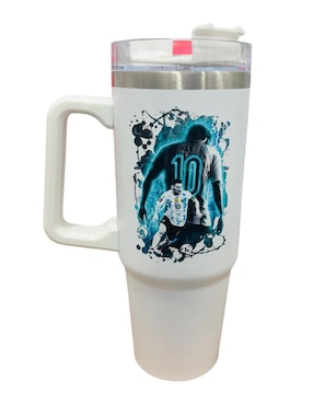 Termo Macarena Brand de acero inoxidable Leonel Messi con tapa push pull 887 ml
