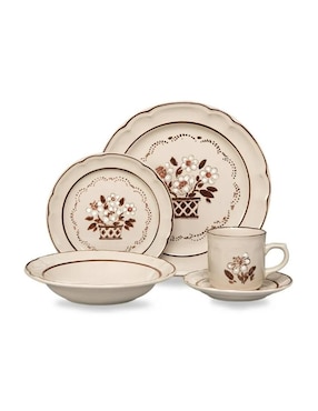 Vajilla cerrada Santa Anita flor de otoño de porcelana para 4 personas