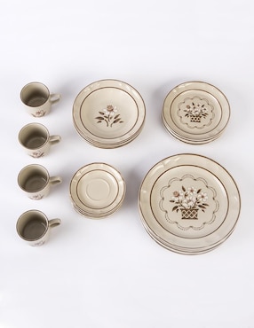 Vajilla cerrada Santa Anita flor de otoño de porcelana para 4 personas