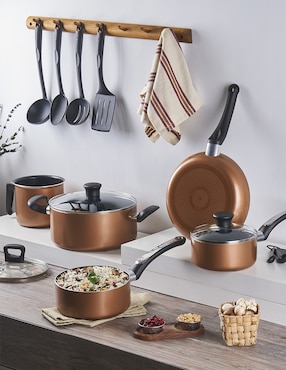 Batería de cocina T-Fal de aluminio antiadherente titanio 20 piezas