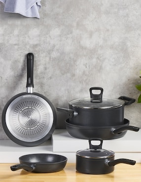 Batería de cocina T-Fal de aluminio antiadherente titanio 10 piezas