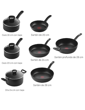 Batería de cocina T-Fal de aluminio antiadherente titanio 10 piezas