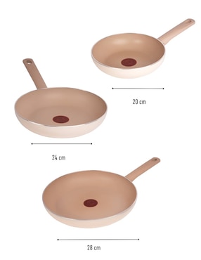 Set de sartenes T-Fal Trendy Titanium de aluminio 3 piezas